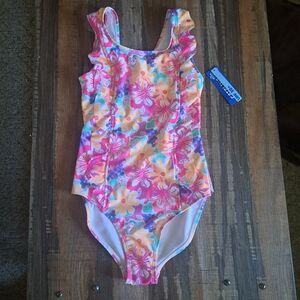 Catalina Pink and Yellow Floral Kids Swim One Piece